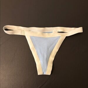 Tularosa Bikini White and Light Blue Bottom Size M Thong Sexy